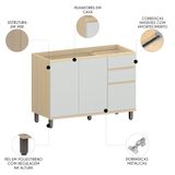 Balcão De Cozinha Para Pia 120cm Pierre Carvalho/cinza L01 - Mpozenato