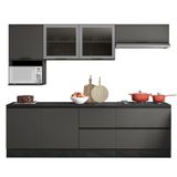 Armário De Cozinha Cp03 E Tampo Grace Grafite Z44 - Mpozenato