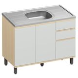 Balcão De Cozinha Com Pia Inox 120cm Pierre Carvalho/cinza L01 - Mpozenato