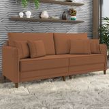 Sofá 3 Lugares Living 232cm Pé Madeira Zoe Boucle Terracota Z08 - Mpozenato