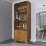 Cristaleira Porta De Vidro 70cm Pés Retrô Madri Naturalle - Bechara