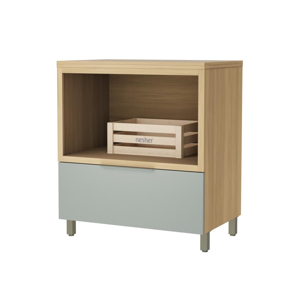 Balcão Forno 1 Gaveta Com Caixa Organizadora 80cm 100% Mdf Marquesa Nature/verde Nesher