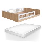 Cama Com Colchão Casal Montessoriana Infantil Oak Branco