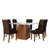 Conjunto Sala De Jantar Mesa Quadrada Montevideo 6 Cadeiras.
