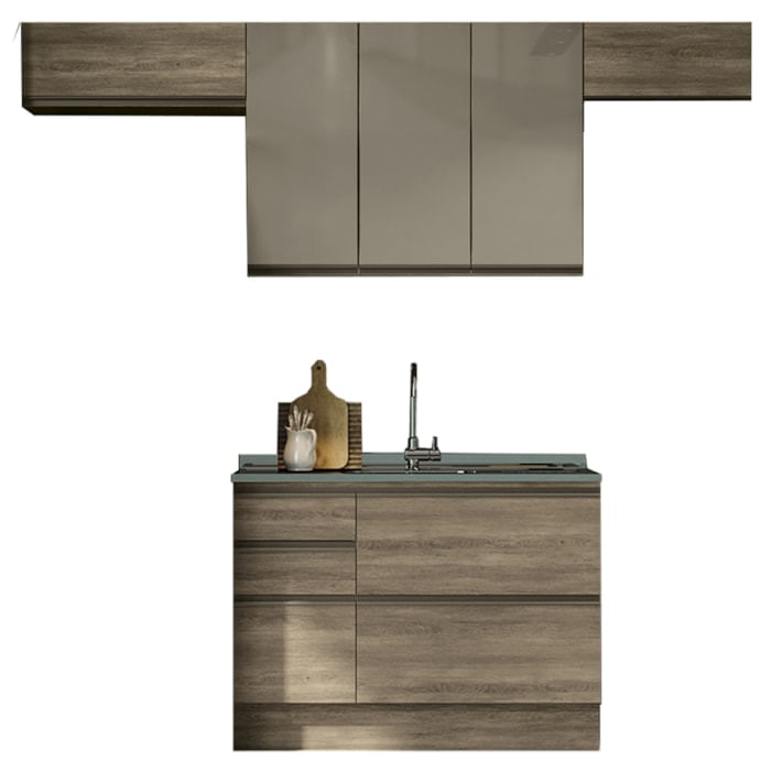 Cozinha Modulada 4 Pecas 260 Cm Mdp Maxxi Nogal Kappesberg