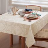 Toalha De Mesa Luxo Quadrada Jacquard 1.40m X 1.40m Marfim