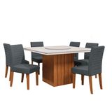 Conjunto Sala De Jantar Amsterdã New Mesa 6 Cadeiras Creta