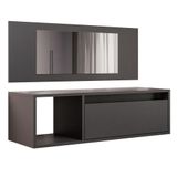 Penteadeira Camarim Com Espelho Suspensa 90cm 1 Porta Elle M24 Preto - Mpozenato