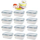 Kit 12 Potes De Vidro Hermético Com Trava E Vedação 840 Ml