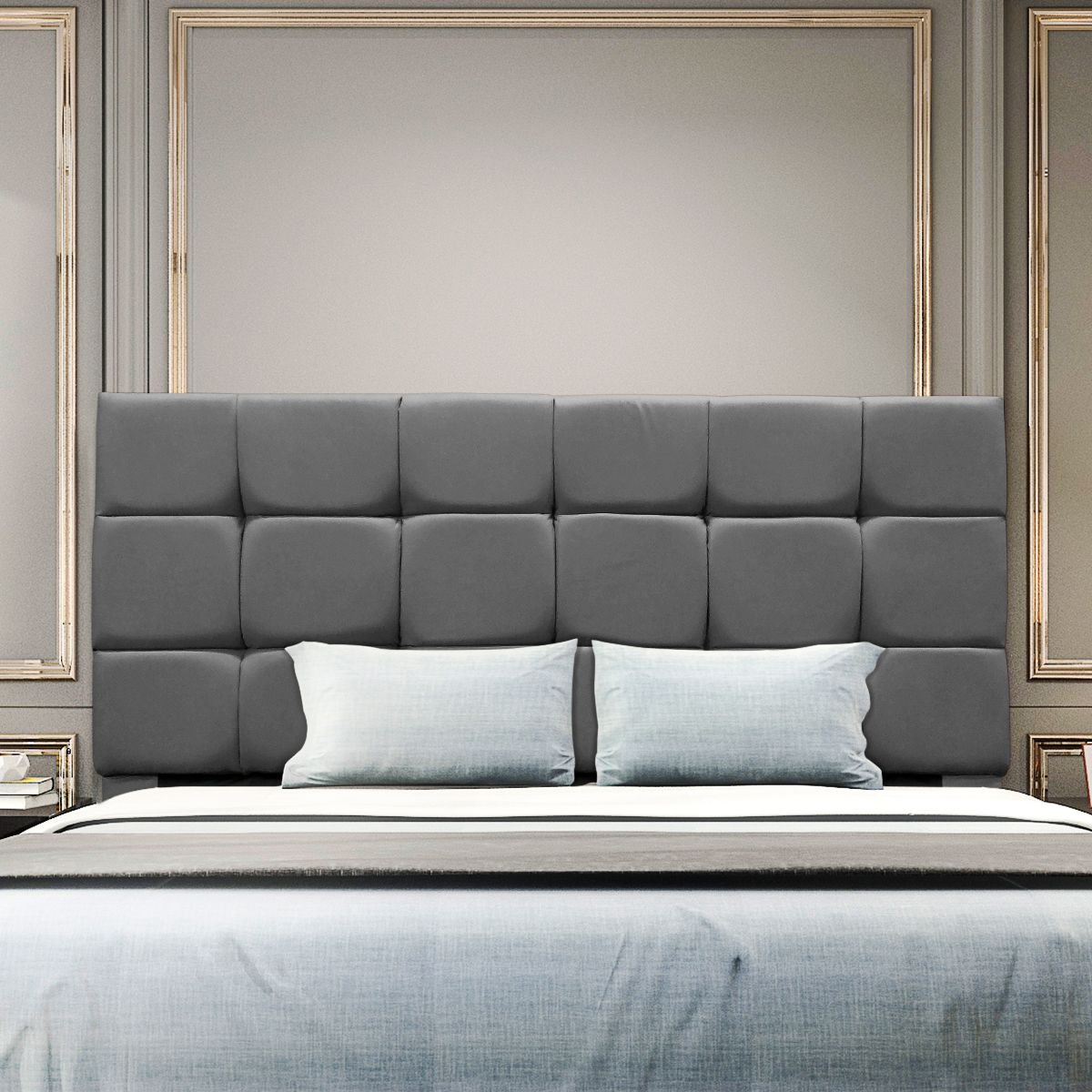 Cabeceira Cama Box Estofada King 195 Cm Ananda Suede