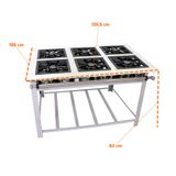 Fogão Industrial Maxi Inox Gás Baixa Pressão 40cm 6 Bocas Duplas Mi6d6 - Venâncio