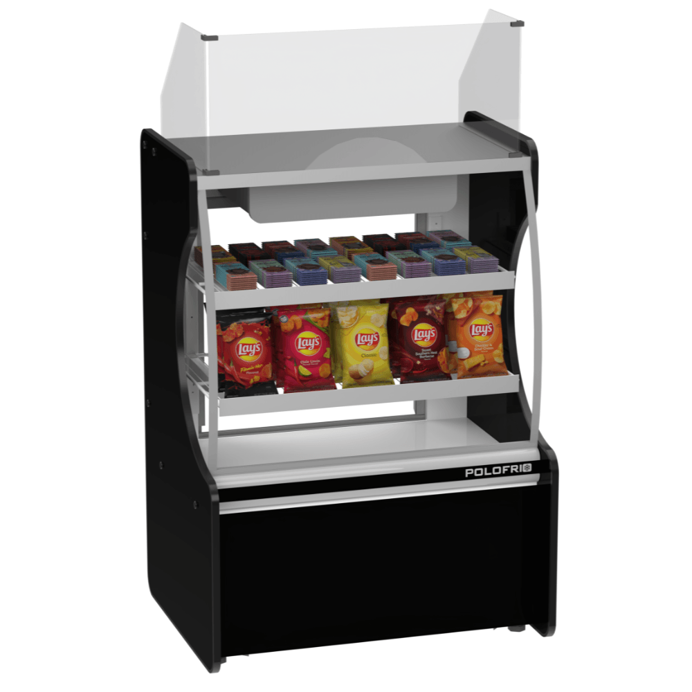 Balcão Caixa Classic Vidro Reto Pop Luxo 0,80m Preto 226l C/ Iluminação Led - Polofrio 220v Polofrio