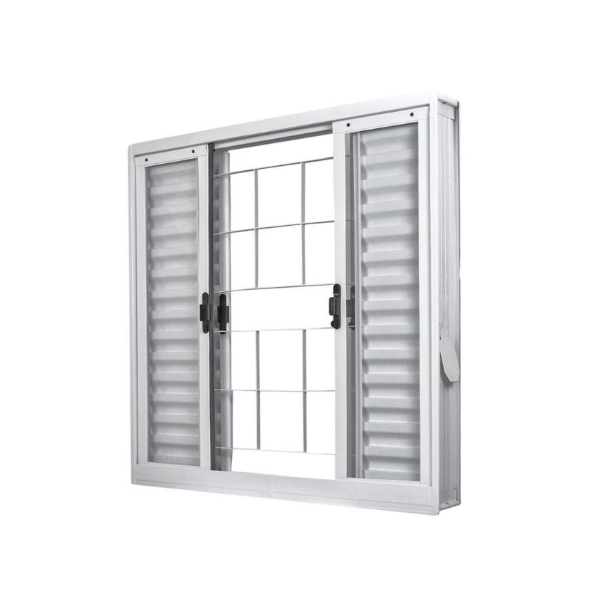 Janela Veneziana Aço 6 Folhas com Grade Quadriculada MGM Minas Sul 100cmx100cm Vidro Liso Incolor Branco - imagem 4