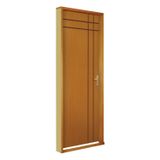 Kit Porta de Madeira Decorada 215x74cm com Batente de MDF Ultra 16cm Mantiqueira MGM Marrom