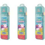 3 Kit Premium Azul - Peppa Pig - Escova + Fio Dental + Gel