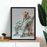 Quadro Decorativo Leão Fashion Rico 24x18cm - Com Vidro