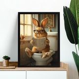 Quadro Decorativo Banheiro - Coelhinho No Vaso 33x24cm Vidro
