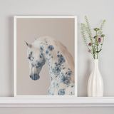 Quadro Decorativo Cavalo Soft Flores Azuis 24x18cm