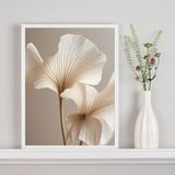 Quadro Decorativo Flores Sofisticadas Branco E Bege 45x34cm