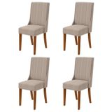 Kit Com 4 Cadeiras Para Sala De Jantar Celina Frassino/rinzai Bege