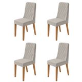 Conjunto Para Sala De Jantar 4 Cadeiras Estofadas Luar Amendoa /mosaico Cinza
