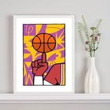 Quadro Decorativo Basquete Pop Art 33x24cm - Com Vidro