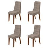 Conjunto Para Sala De Jantar 4 Cadeiras Estofadas Luar Frassino/animale Bege