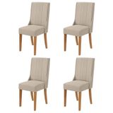 Kit Com 4 Cadeiras Para Sala De Jantar Celina Amêndoa/creme