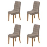 Conjunto Para Sala De Jantar 4 Cadeiras Estofadas Luar Amendoa /animale Bege