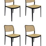 Kit Com 4 Cadeiras Para Sala De Jantar Bali Preto/rattan