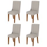 Kit Com 4 Cadeiras Para Sala De Jantar Celina Frassino/cinza