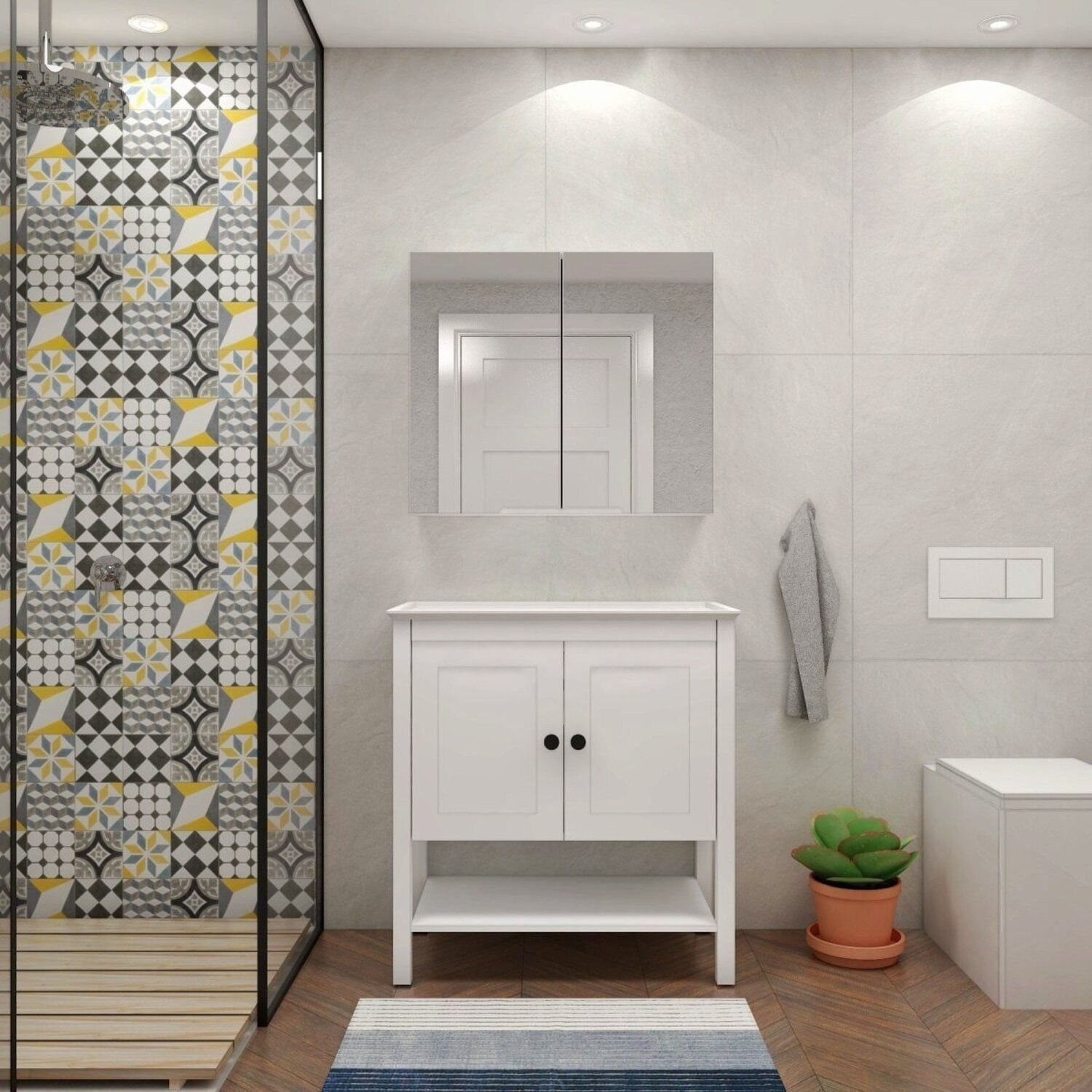 Gabinete Para Banheiro 2 Portas Hudson Branco Fosco