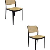 Kit Com 2 Cadeiras Para Sala De Jantar Bali Preto/rattan