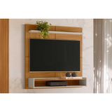 Painel Home P/ Tv Até 50 Pol Creta C/ 1 Nicho E 1 Prateleira 120x120cm Nature/off White - Linea Brasil