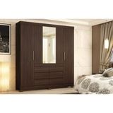 Guarda Roupa Casal 4 Portas (2 C/ Espelho) E 6 Gavetas Cádis Cafe Touch - Demóbile