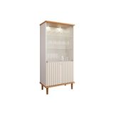 Cristaleira Sala Jantar Luiza C/ 4 Portas (2 De Vidro) Cinamomo/off White - Cimol