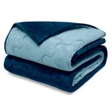 Edredom Buettner King Plush Flannel 100% Poliéster Dupla Face 260mx280m Azul Jeans Escuro E Azul Jeans Claro