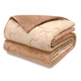 Edredom Buettner Solteiro Plush Flannel 100% Poliéster Dupla Face 160mx240m Khaki Escuro E Khaki Claro