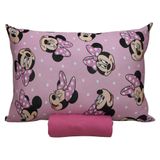 Jogo De Cama Portallar Solteiro Malha 100% Algodão Disney Big Minnie 2 Pçs Rosa