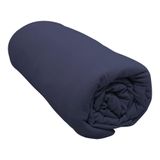 Lençol Com Elástico Solteiro Portallar Malha 100% Algodão Liso Linha Casa Azul Profundo