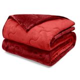 Edredom Buettner Queen Plush Flannel 100% Poliéster Dupla Face 240mx260m Vermelho Escuro E Vermelho Claro