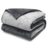 Edredom Buettner Solteiro Plush Flannel 100% Poliéster Dupla Face 160mx240m Metal Escuro E Metal Claro