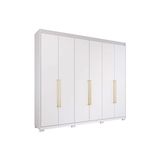 Guarda Roupa 6 Portas E 5 Gavetas C/ 1 Espelho Interno Aurora Branco - Panan