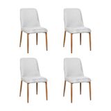 Kit 4 Cadeiras De Jantar Montana Estrutura Aço Carbono Laminado Natural Com Estofado Linho Cru