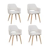 Kit 4 Cadeiras De Jantar Dakota Estrutura Aço Carbono Laminado Natural Com Estofado Linho Cru
