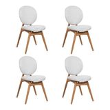 Kit 4 Cadeiras De Jantar Lotus Estrutura Aço Carbono Laminado Natural Com Estofado Linho Cru