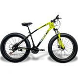 Bicicleta Fat Bike Aro 26 Freios Disco Alumínio Shimano Quadro 19 Gtr-x Amarelo Preto