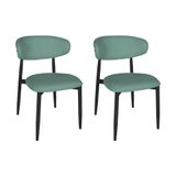Kit 2 Cadeiras De Jantar Lucy Estrutura Aço Carbono Laminado Preto Com Estofado Linho Verde