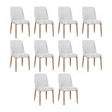 Kit 10 Cadeiras De Jantar Montana Estrutura Aço Carbono Laminado Natural Com Estofado Linho Cru