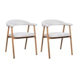 Kit 2 Cadeiras De Jantar Luana Estrutura Aço Carbono Laminado Natural Com Estofado Linho Cru